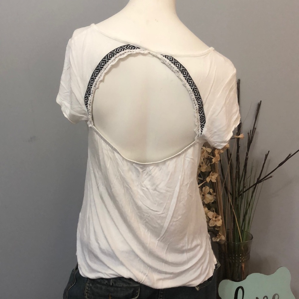 White with lace detailing on bottom & cut out back
